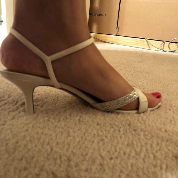 Nina- ivory heels with crystal embellishments. 10 - Picture 6 of 7